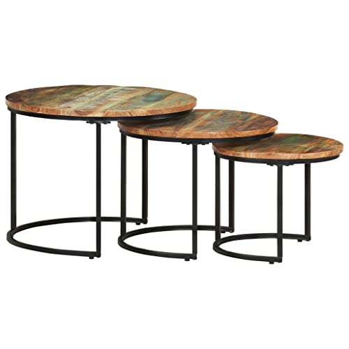 TEKEET Mooie Tafels Accent Tafels Koffietafels-Nesting Tafels 3 PCs Massief Teruggewonnen Hout