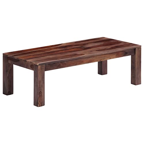 JUNZAI Grijze salontafel 110 x 50 x 35 cm Sheesham massief hout, salontafel, salontafel voor woonkamer, moderne salontafel