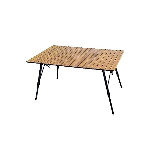 ZZBFHH Tafels en stoelen Outdoor Klaptafel Houtnerf Legering Loempiatafel Grote hefbare campingtafel Draagbare campingplaattafel VERSTELBAAR (type 120)