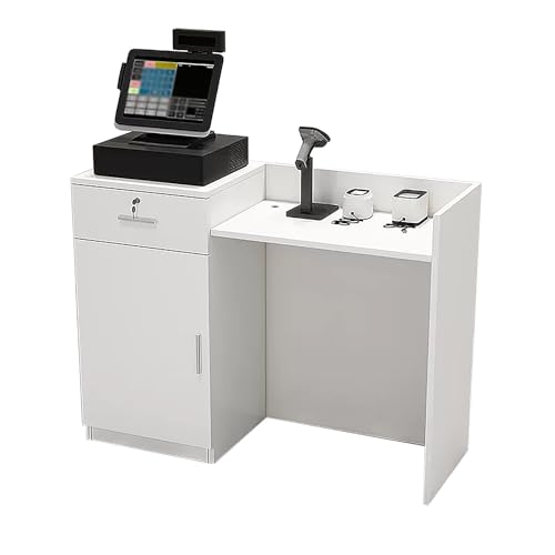 ZXDRYBHD Moderne Receptiebalie, Receptioniste met Afsluitbare Lade, Receptiebalie, Winkelbalie, voor Kantoor, Kassa (Color : White, Size : Small)