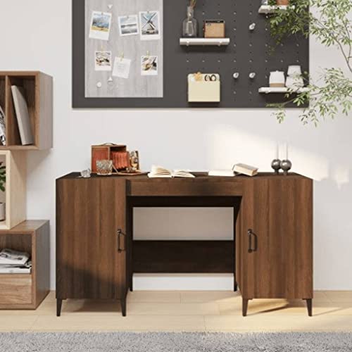 TEKEET Kantoormeubelen-Bureau Bruin Eiken 140x50x75 cm Engineered Houten Meubelen