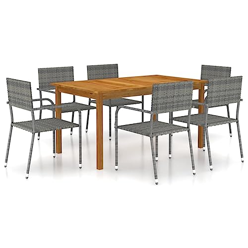 TECHPO Home Meubels Tuin 7 Stuk Tuin Dining Set Grijs