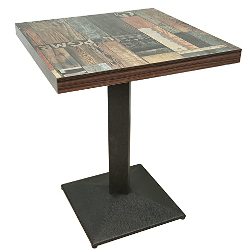 OHMG Bartafel, 60 x 60 x 75 cm, industriële retro eettafel, bistrotafel, vierkante tafel, bistrotafel van metaal en hout, industriële stijl (3)