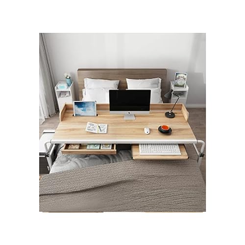 FARIH Overbedtafel met wielen boven bed Bureau King Queen bedtafel Overbed Laptoptafel Over bedtafel voor studeren Werken Dineren