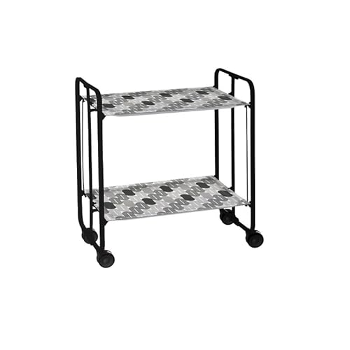 DON HIERRO Bar Cart, Foldable Serving Trolley BAUHAUS, 2-Tier. Black frame