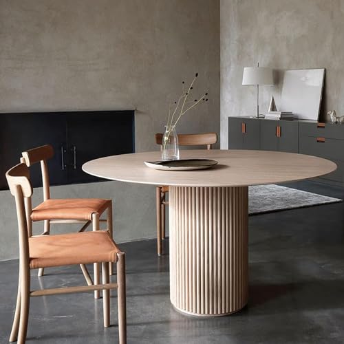 GJVBGA Ronde grenen massief houten eettafel, eenvoudige keukentafel met houten voetstuk basis, vrije tijd salontafel, eetkamertafel, restaurantmeubilair (afmetingen: 70 x 75 cm, kleur: licht hout)