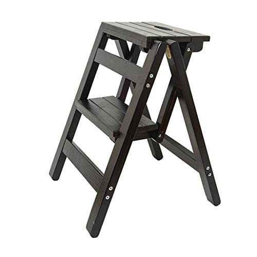 ZHAGNZHE 2 Loopvlak Stap Kruk/Ladder Stoel Kruk/Vouwstappen, Houten Trap Ladder Kruk Thuis Tuinieren Tool Hoogte 52cm