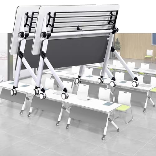 YXXSDP 1 2 Stuks Vergadertafel Met Wielen, Vouwen & Koppelen De Vergaderingslijst Van De Bureauontvangst/Seminar Opleiding Tafel, Business Boardroom Desk Voor Les/Vergadering (Color : Pack2, Size : 160x5