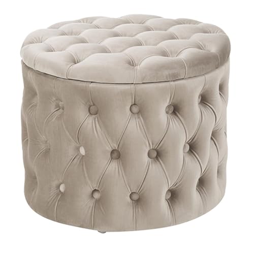 GIZNXBA Rond Fluwelen Opberg Voetenbankje, Button Tufted Voetenbankje Salontafel Voor Woonkamer, Voetenbankje Met Opbergruimte Voor Slaapkamer, Foyer, Entree, Hal (Color : A)