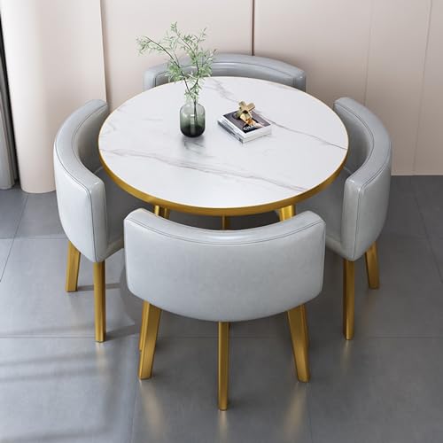 DIHRVTHC Onderhandelings Eettafel En Stoel Set, Tafel En Stoel Combinatie, Receptietafel, Moderne Zakelijke Onderhandelings Eettafel En Stoel Combinatie, Voor Koffieshop Melk Thee Winkel (Color : Gray, Size