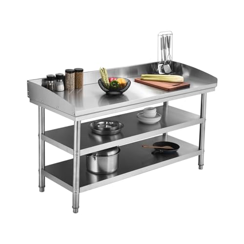 TRGCJGH Roestvrijstalen top apparatuur standaard tafel metalen commerciële keukentafel commerciële werktafels en werkstations in keuken garage wasruimte (90x60cm/14x23,6")