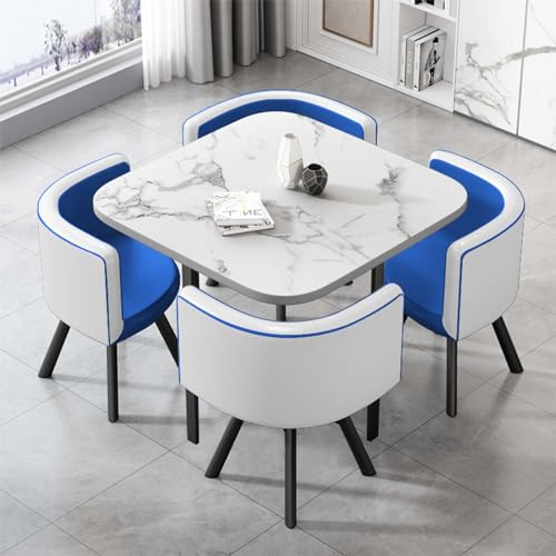 DIHRVTHC Receptietafel En Stoelcombinatie, Onderhandeling Eettafel En Stoelcombinatie, Kantoorontvangstclub Tafel, Zakelijke Receptiebalie Tafel En Stoel Combinatie, Bibliotheek Koffie Winkel (Color : Blue,