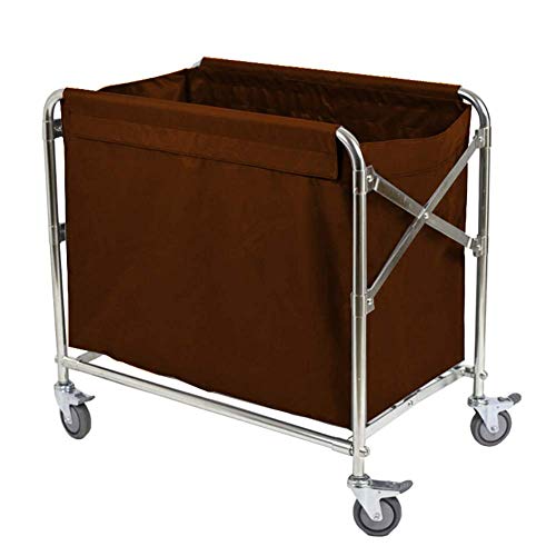 ASMWVND Opvouwbare linnen kar voor hotel, sorteerder rollende kar met universeel remwiel, Room Service Rolling Trolley, Bruin Verwijderbare Cover,