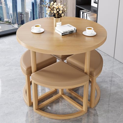 DIHRVTHC Kantoorreceptie Onderhandelingstafel En Stoel, Onderhandelingstafel En Stoelen Set, Kantoor Vergadertafel Zakelijke Salontafel Set, Studeerkamer, Tuin, Balkon, Eettafel (Color : Leather, Size : Khak