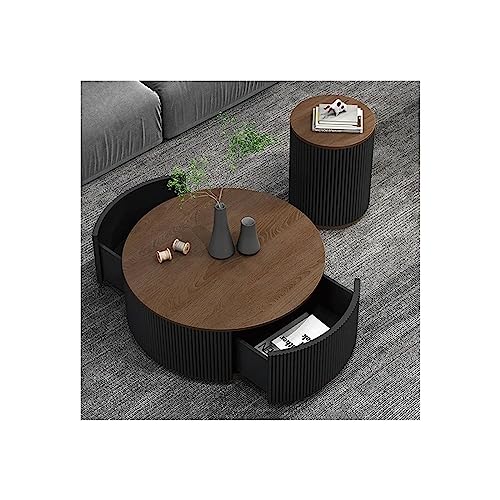 TCDHICY Koffie tafels Salontafel set van 2, ronde houten salontafels met verborgen opbergruimte, moderne cirkeltafel accent bijzettafel Woonkamer Cocktailtafel (Size : 02)