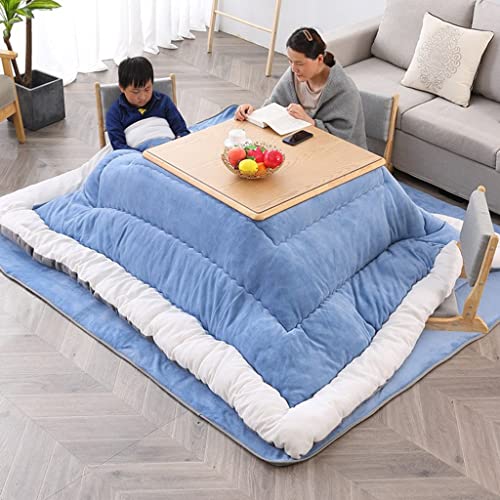 WLKBP Kotatsu-tafel met verwarming en deken Japanse Kotatsu-tafel met futon-tapijtverwarmer 4 stks/set Kotatsu-tafel met futon-tapijtverwarmer (kleur: bruin-B, maat: 120 * 80 * 45 cm) (blauw b)
