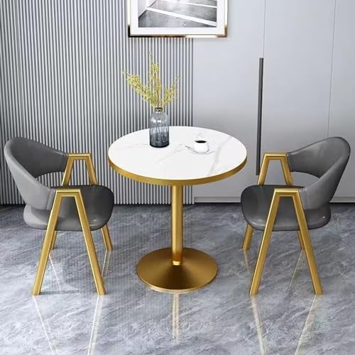 ExaRp Ronde Vergadertafel Minimalistisch Conferentietafel Set Gemaakt van Mdf+koolstofstaal, Conferentietafels en Stoelen Modern voor Ontvangstruimte 11 Kleuren (Color : Dark gray)