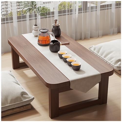 XqmarT Japanse stijl vloertafel retro salontafel lage tafel rechthoekige tatami tafel of zitmeubel (bruin 60x40x30 cm)