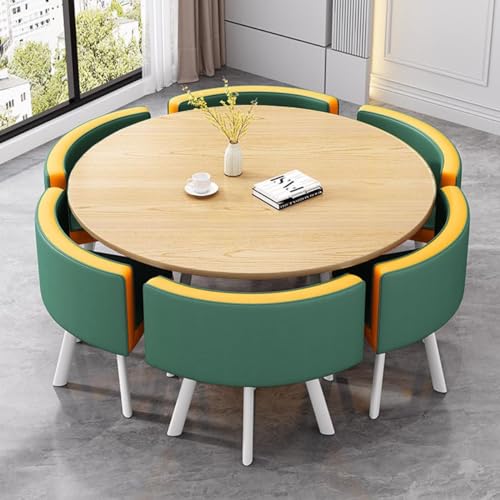 EpuzeR Conferentie-eettafel met 6 stoelen, vergadertafel, keukenreceptietafel for kantoorvergadering, vergaderruimte, 120 * 120 * 75 cm (Color : Dark Green)
