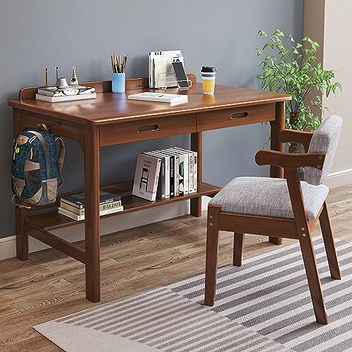 ZXFDMSWJ Modern bureau met laden Massief houten computerbureau Werktafel Werkstation (47 inch, walnoot)