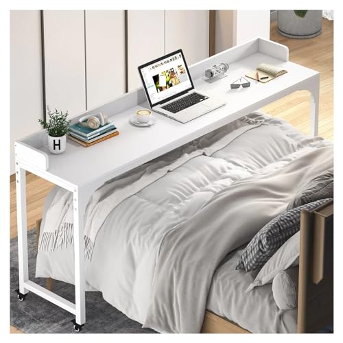 FAXIOAWA Bedtafel met wielen, queensize mobiel computerbureau, staande laptopwagen, bedtafel