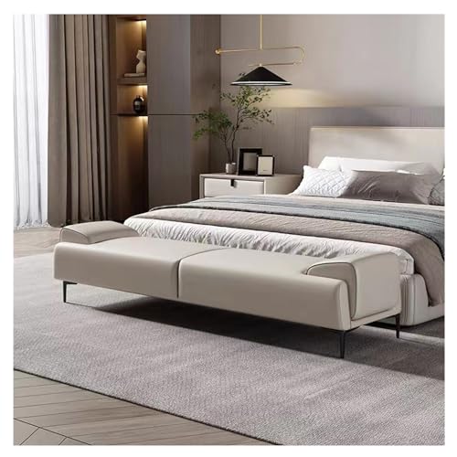 CYKD-777 Bedbank Gestoffeerde poef Bedeinde Gestoffeerde kruk for make-up en slaapkamereinde van bed, lederen voetenbank met armen Gestoffeerde voetenbank (Color : White, Size : 150 * 45 * 45cm)