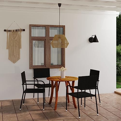 TECHPO Home Meubels Tuin 5 Delige Tuin Dining Set Zwart