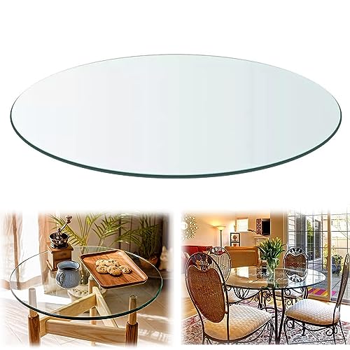 HJXGQJM Helder glazen tafelblad rond, dik gehard tafelblad, doe-het-zelf zelfgemaakte glazen tafelbladen voor salontafels, voor eettafel, salontafel, gehard glazen eettafelblad, 60 cm (kleur: helder, maat: 55