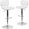 Flash Furniture Hedendaagse Verstelbare Hoogte Barkruk met Chrome Base hedendaags 2 Pack Wit Vinyl