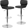 Flash Furniture Hedendaagse Verstelbare Hoogte Barkruk met Chrome Base hedendaags 2 Pack Zwart Vinyl