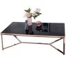 WOHNLING ontwerp salontafel glasplaat Zwart/gestel koper 120 x 60 x 40 cm   Salontafel spiegel salontafel modern   Glazen tafel salontafel vierkante salontafel