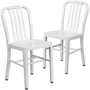 Flash Furniture Zinken Stalen Buitenshuis Binnen Eetkamerstoel Set - Weerbestendig, Ergonomisch, 2 stuks Flash Furniture Zinken Stalen Buitenshuis Binnen Eetkamerstoel Set - Weerbestendig, Ergonomisch, 2 stuks