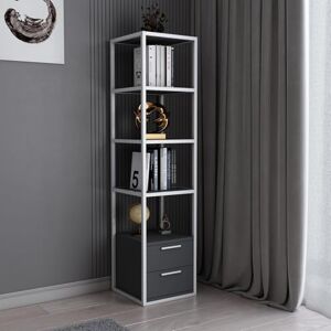 Roby Anthracite/Hout Boekenkast - 2 Lades, 3 Planken - Boekenkast Roby Anthracite/Hout Boekenkast - 2 Lades, 3 Planken - Boekenkast