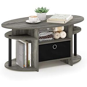 Furinno - Jaya Oval Coffee Table With Bin - Franse Eik - Zwart Furinno - Jaya Oval Coffee Table With Bin - Franse Eik - Zwart
