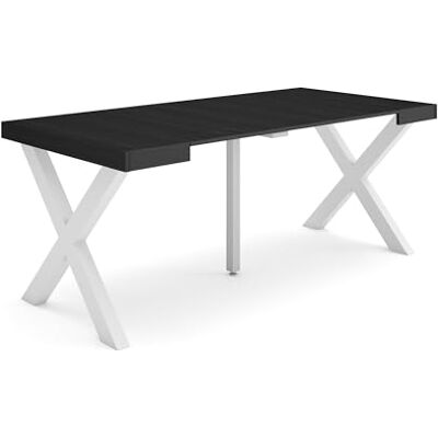 Skraut Home Uitschuifbare Consoletafel Console table 180 Voor 8 personen Massief houten poten Moderne stijl Zwart Skraut Home Uitschuifbare Consoletafel Console table 180 Voor 8 personen Massief houten poten Moderne stijl Zwart