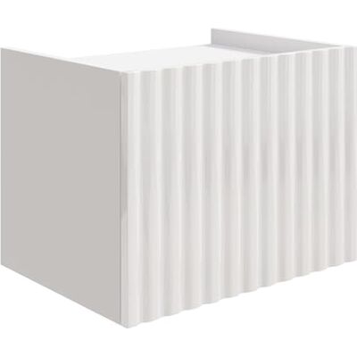 SELSEY Hangend nachtkastje voor slaapkamer, 48 cm, wit, glanzend, met geribbelde fronten, structuur van gelamineerde plaat en hoogwaardig MDF, push-to-open-systeem, modern, elegant en mininalistisch SELSEY Hangend nachtkastje voor slaapkamer, 48 cm, wit, glanzend, met geribbelde fronten, structuur van gelamineerde plaat en hoogwaardig MDF, push-to-open-systeem, modern, elegant en mininalistisch