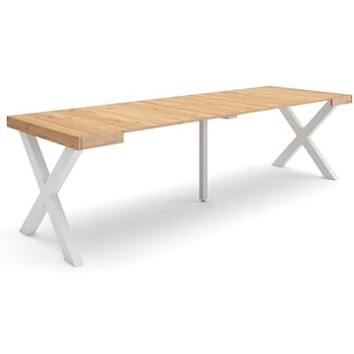 Skraut Home Uittrekbare consoletafel, eettafel, inklapbaar, 260, voor 12 personen, massief hout, moderne stijl, eiken Skraut Home Uittrekbare consoletafel, eettafel, inklapbaar, 260, voor 12 personen, massief hout, moderne stijl, eiken