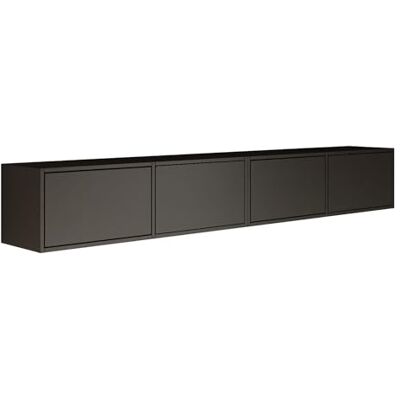 SELSEY Tv-lowboard hangend, zwart, 200 cm, minimalistisch design met push-to-open, 16 mm gelamineerde spaanplaat, 4 kleppen, ruimtebesparend, ideaal voor de woonkamer, mat oppervlak, Made in Europa SELSEY Tv-lowboard hangend, zwart, 200 cm, minimalistisch design met push-to-open, 16 mm gelamineerde spaanplaat, 4 kleppen, ruimtebesparend, ideaal voor de woonkamer, mat oppervlak, Made in Europa