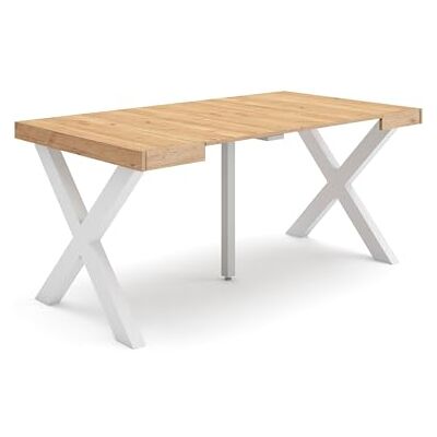 Skraut Home Uitschuifbare Consoletafel Console table 160 Voor 8 personen Massief houten poten Moderne stijl Eiken Skraut Home Uitschuifbare Consoletafel Console table 160 Voor 8 personen Massief houten poten Moderne stijl Eiken