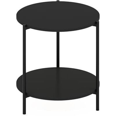Furinno Besi Americano Bijzettafel - Modern, Rond, 2 Laags, Metalen Poten Furinno Besi Americano Bijzettafel - Modern, Rond, 2 Laags, Metalen Poten