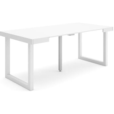 Skraut Home Uitschuifbare Consoletafel Console table 180 Voor 8 personen Massief houten poten Moderne stijl Wit Skraut Home Uitschuifbare Consoletafel Console table 180 Voor 8 personen Massief houten poten Moderne stijl Wit