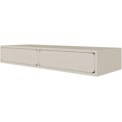 SELSEY Wuwu Make-uptafel, grijs-beige, 110 x 35 x 17 cm, minimalistisch design met push-to-open laden, hangend te monteren, robuuste gelamineerde spaanplaat, perfect voor slaapkamer en kleedkamer SELSEY Wuwu Make-uptafel, grijs-beige, 110 x 35 x 17 cm, minimalistisch design met push-to-open laden, hangend te monteren, robuuste gelamineerde spaanplaat, perfect voor slaapkamer en kleedkamer