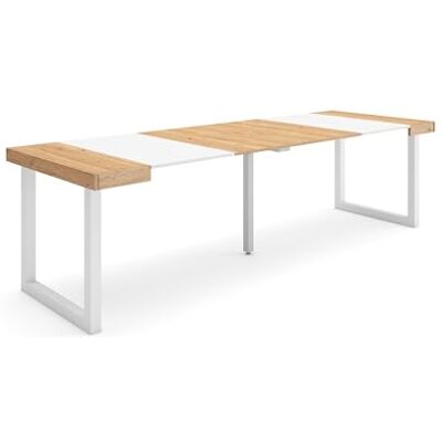 Skraut Home Uittrekbare consoletafel eettafel 260 voor 12 personen poten van massief hout moderne stijl eiken en wit Skraut Home Uittrekbare consoletafel eettafel 260 voor 12 personen poten van massief hout moderne stijl eiken en wit