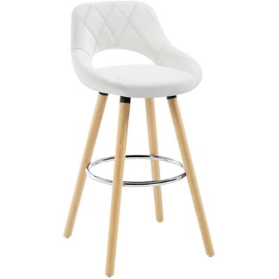 WOLTU Barkruk, Hoge Barstoel, Hoge Kruk met Rugleuning en Voetensteun, Houten Frame, Kunstleren Zitting, Wit, BH111ws-1 WOLTU Barkruk, Hoge Barstoel, Hoge Kruk met Rugleuning en Voetensteun, Houten Frame, Kunstleren Zitting, Wit, BH111ws-1
