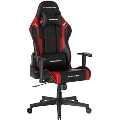 DXRacer Prince L PF132 Gaming-/bureaustoel, met kantelfunctie, in hoogte verstelbare draaistoel, pc-stoel, ergonomische managersstoel, zwart-rood DXRacer Prince L PF132 Gaming-/bureaustoel, met kantelfunctie, in hoogte verstelbare draaistoel, pc-stoel, ergonomische managersstoel, zwart-rood