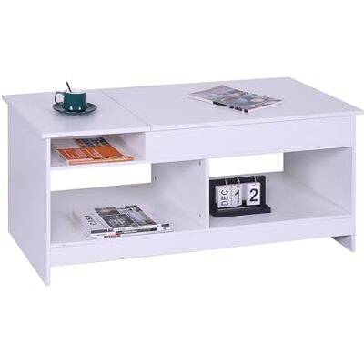 Relaxdays salontafel uitklapbaar, HBD: 50x110x50 cm, met opbergruimte, hoogte verstelbaar, koffietafel, wit Relaxdays salontafel uitklapbaar, HBD: 50x110x50 cm, met opbergruimte, hoogte verstelbaar, koffietafel, wit