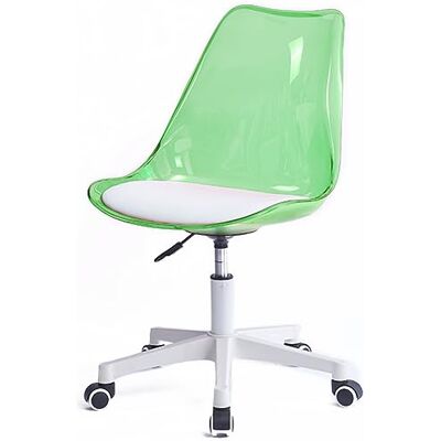 Shally Dogan Bureaustoel met 5 draaibare wielen, transparante rugleuning van polypropyleen, ergonomische stoel met hoge dichtheid, ideaal voor kinderkamer, kantoor, thuis (groen) Shally Dogan Bureaustoel met 5 draaibare wielen, transparante rugleuning van polypropyleen, ergonomische stoel met hoge dichtheid, ideaal voor kinderkamer, kantoor, thuis (groen)