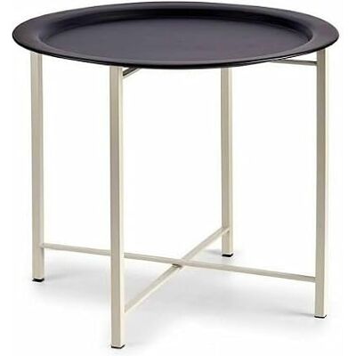 Woondecor Bijzettafel Wit Zwart Metaal - Bijzettafel Woondecor Bijzettafel Wit Zwart Metaal - Bijzettafel