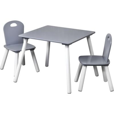 Kesper kindertafel met 2 stoelen, materiaal: houtvezelplaat, afmetingen: 55 x 55 x 45 cm, kleur: wit, grijs 17732 13 Kesper kindertafel met 2 stoelen, materiaal: houtvezelplaat, afmetingen: 55 x 55 x 45 cm, kleur: wit, grijs 17732 13