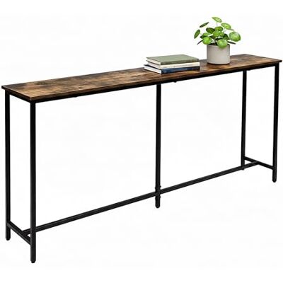 Relaxdays sidetable, industrieel, metaal en MDF, 80,5x160x20 cm, brede haltafel, bruin-zwart Relaxdays sidetable, industrieel, metaal en MDF, 80,5x160x20 cm, brede haltafel, bruin-zwart
